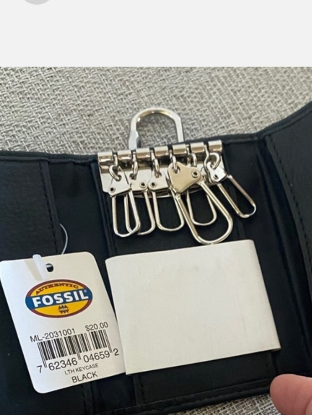 Fossil Black Leather Key Case NWT